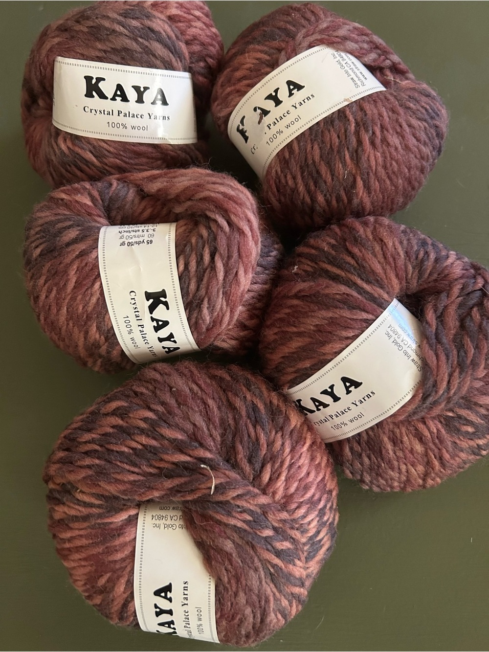 KAYA Crystal Palace Yarns 100% Wool Color 0109 Set of 5 Needlework Knitting